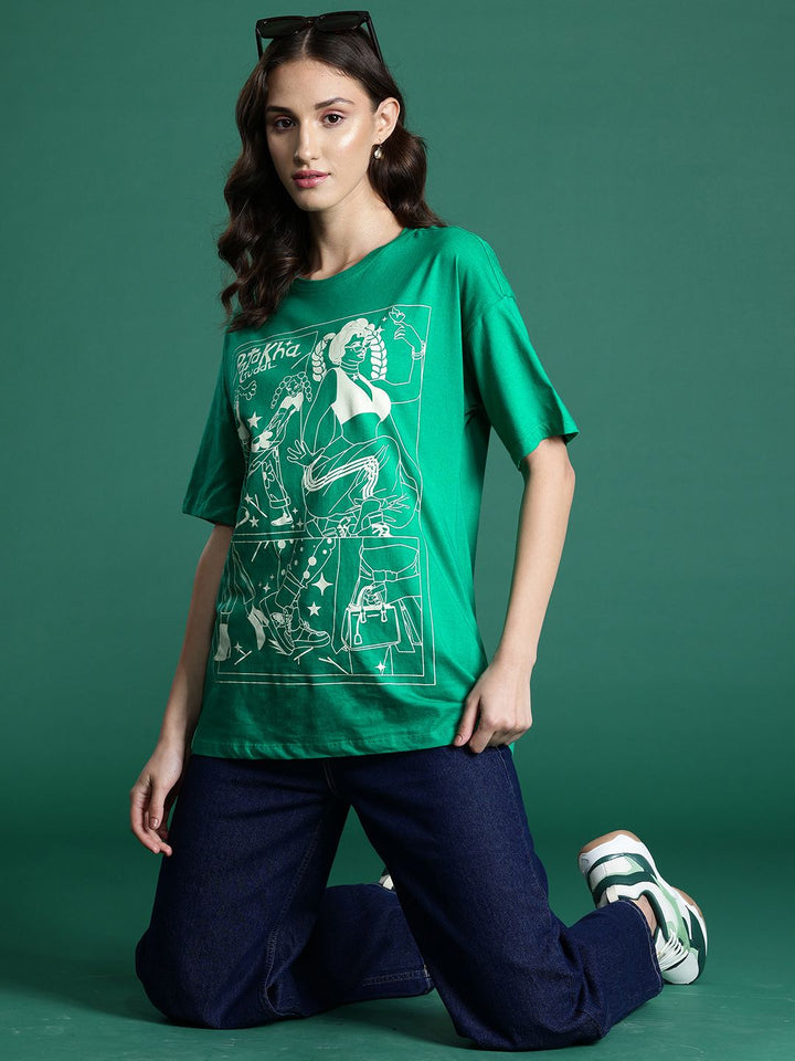 DressBerry Printed Drop-Shoulder Sleeves Pure Cotton T-shirt