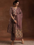 Libas Printed Regular Gotta Patti Pure Cotton Straight Kurta with Trousers & Dupatta
