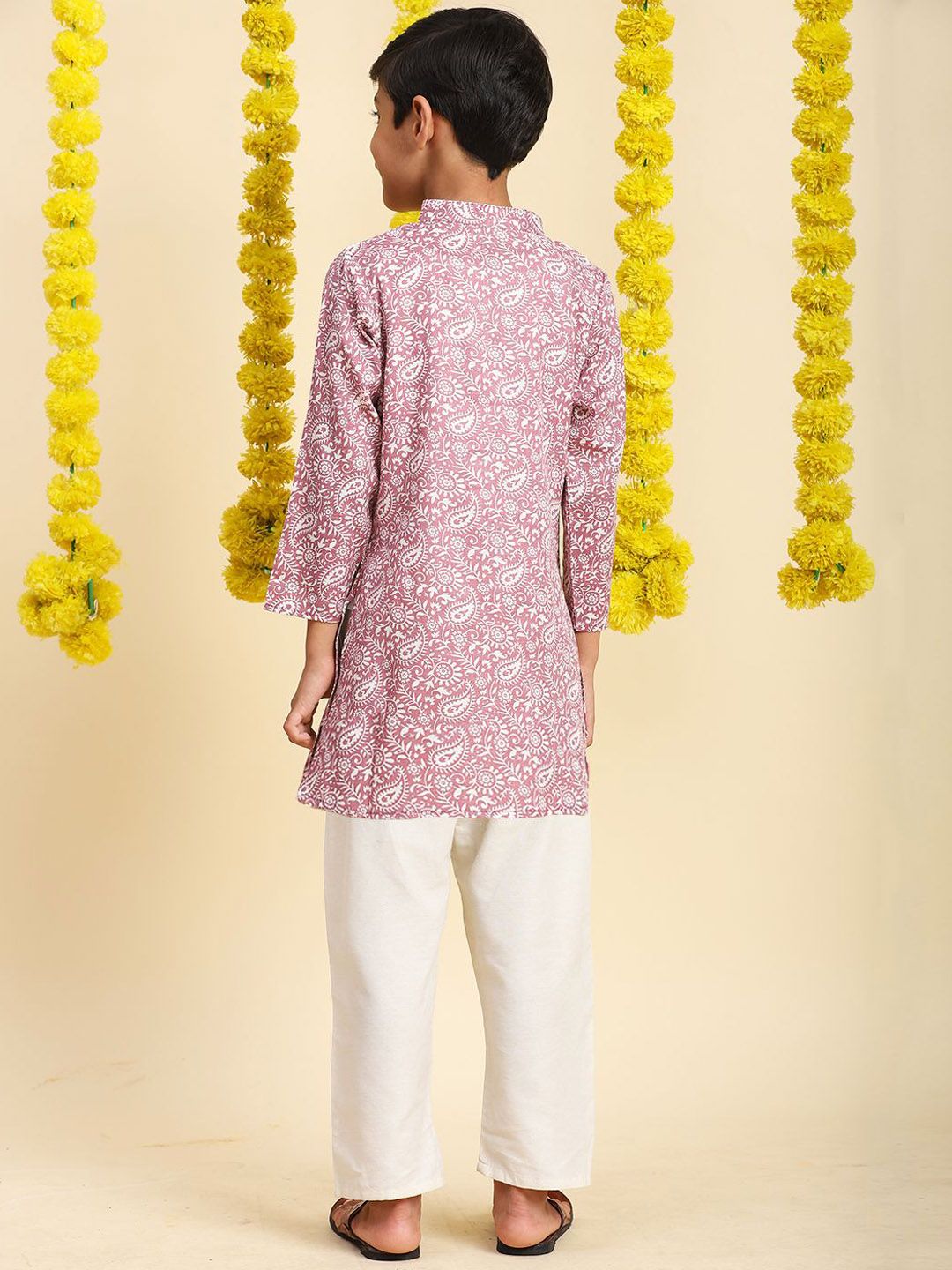 Cutiekins Boys Paisley Printed Straight Cotton Kurta with Pyjamas