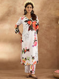 Indo Era Women Floral Printed Regular Kurta with Trousers
