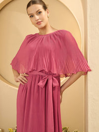 Antheaa Cape Sleeves Chiffon Maxi Dress