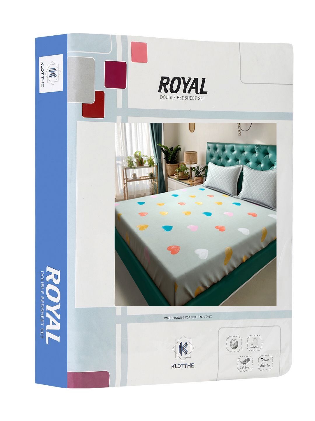 KLOTTHE Green Graphic Cotton Breathable 300 TC King Cadar Halus dengan 2 Sarung Bantal-98 x 89 inci