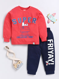 Moms Love Boys Graphic Printed Full Sleeves Tshirt With Joggers