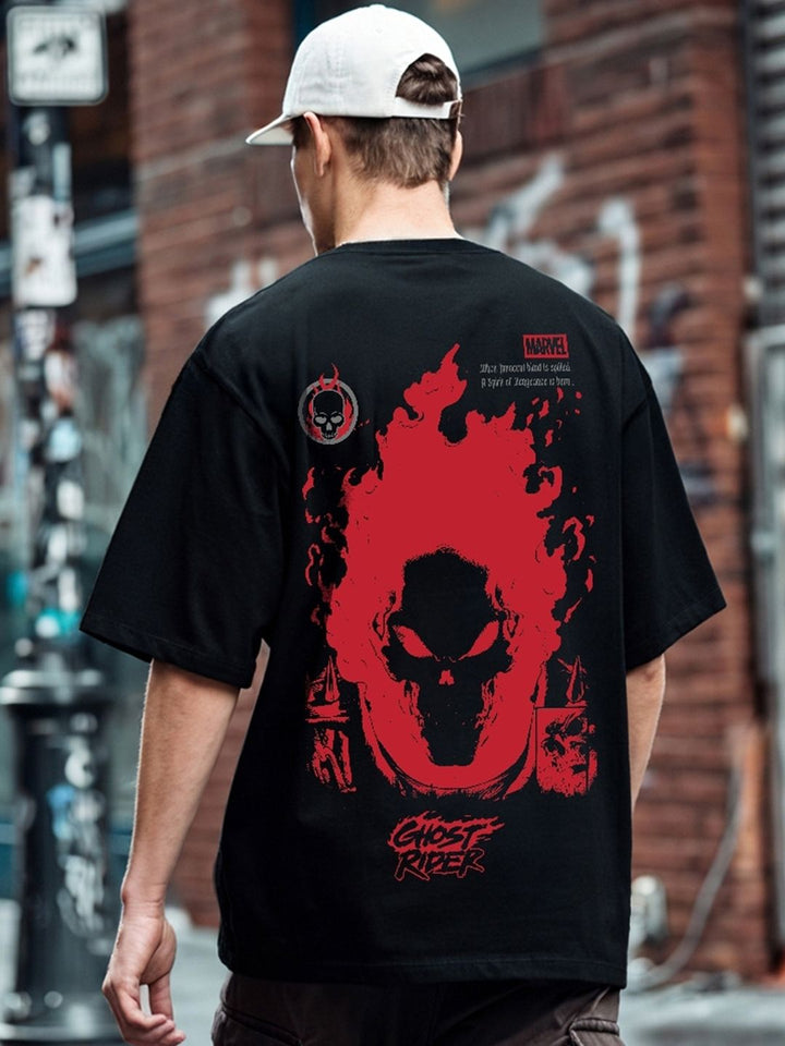 Bewakoof X Official Marvel Merchandise Ghost Rider Spirit of Vengeance Oversized T-shirt