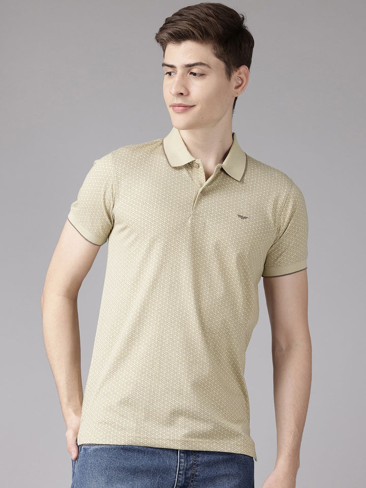 Park Avenue Micro Printed Polo Collar Slim Fit T-shirt