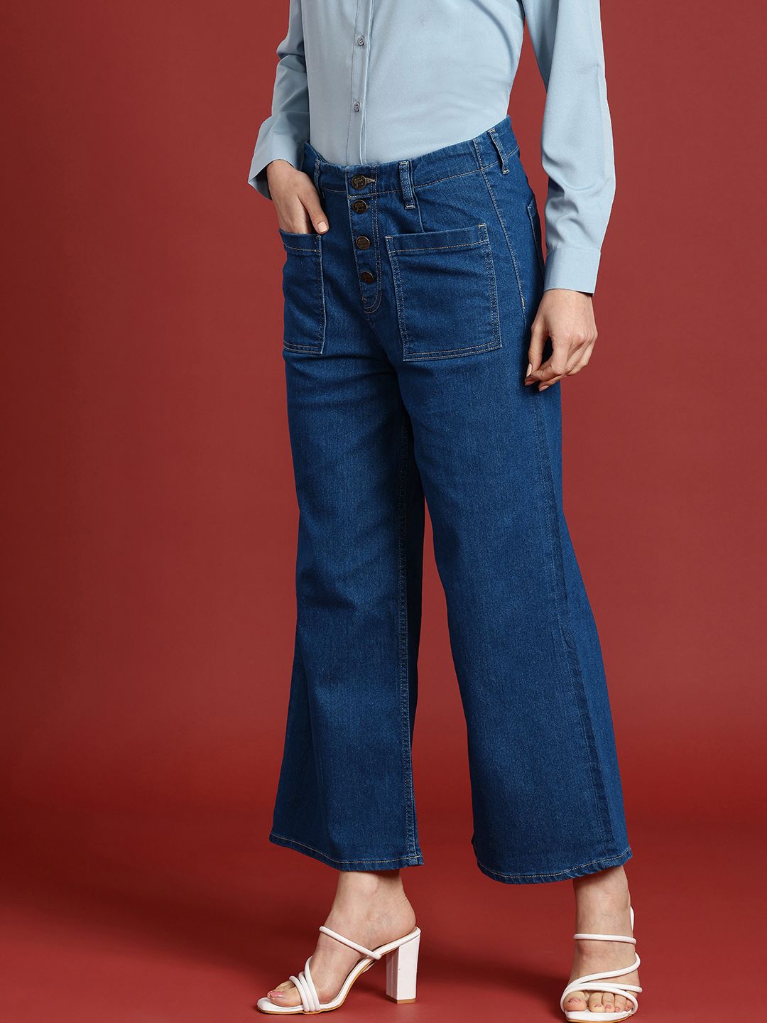 all about you Women Wide Leg High-Rise Stretchable Jeans