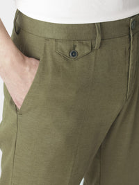RARE RABBIT Men Olive Green Slim Fit Chinos Trousers