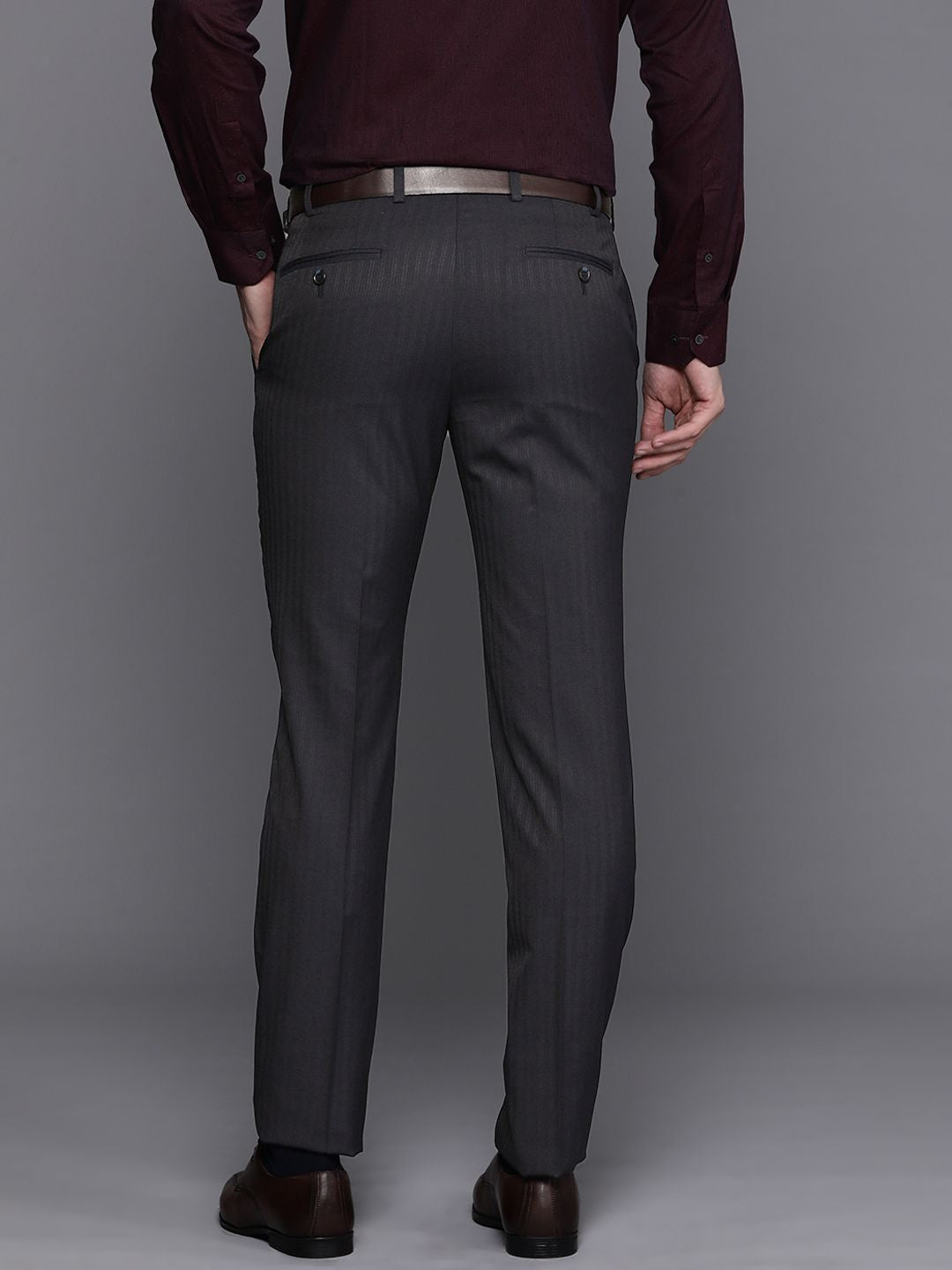 Raymond Men Striped Slim Fit Trousers