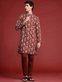 Anouk Floral Printed Pure Cotton Kurta with Trousers