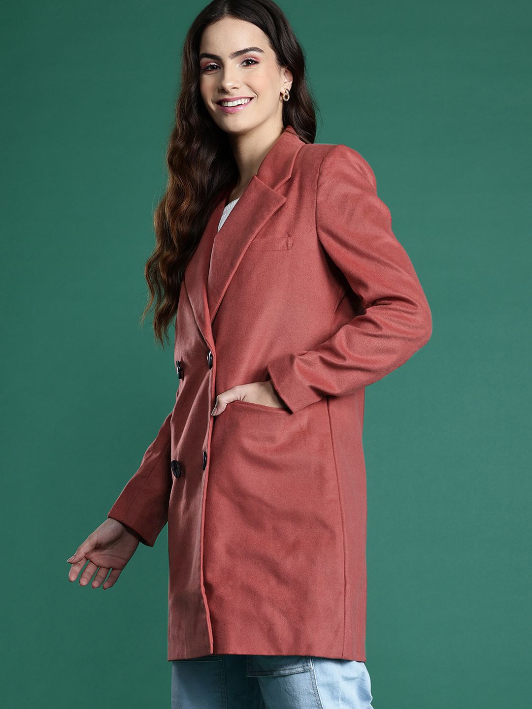 DressBerry Notched Lapel Collar Longline Overcoat