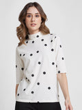SPYKAR Polka Dots Printed High Neck Cotton Top