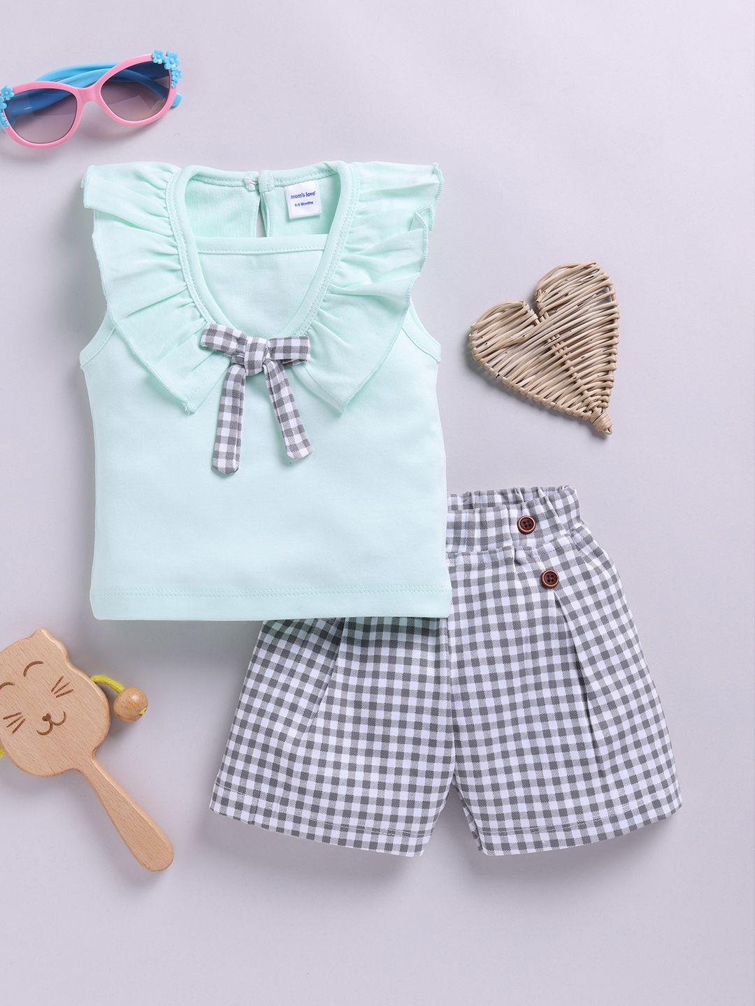 Moms Love Infant Girls Pure Cotton Top with Shorts