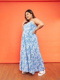 SASSAFRAS Curve Plus Size Abstract Printed Fit & Flare Dress