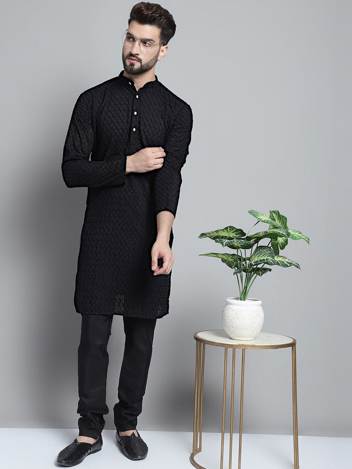 Jompers Geometric Embroidered Straight Pure Cotton Kurta