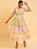 W Off White Ethnic Motifs Printed Fit & Flare Midi Dress