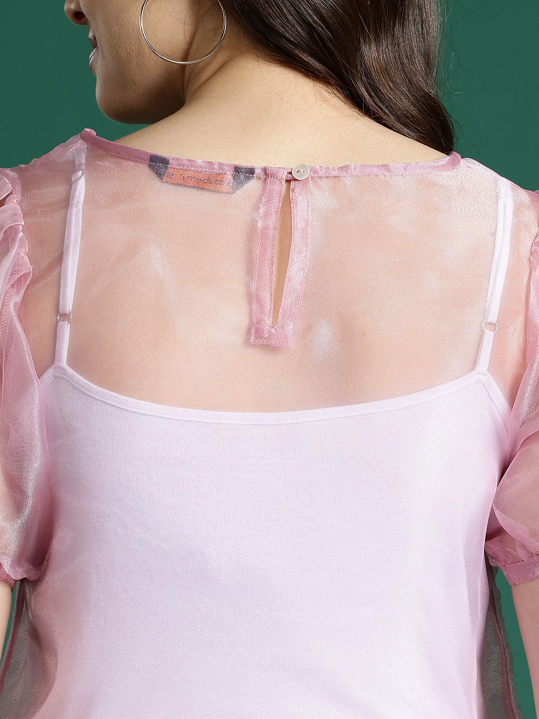 DressBerry Puff Sleeve Sheer Top