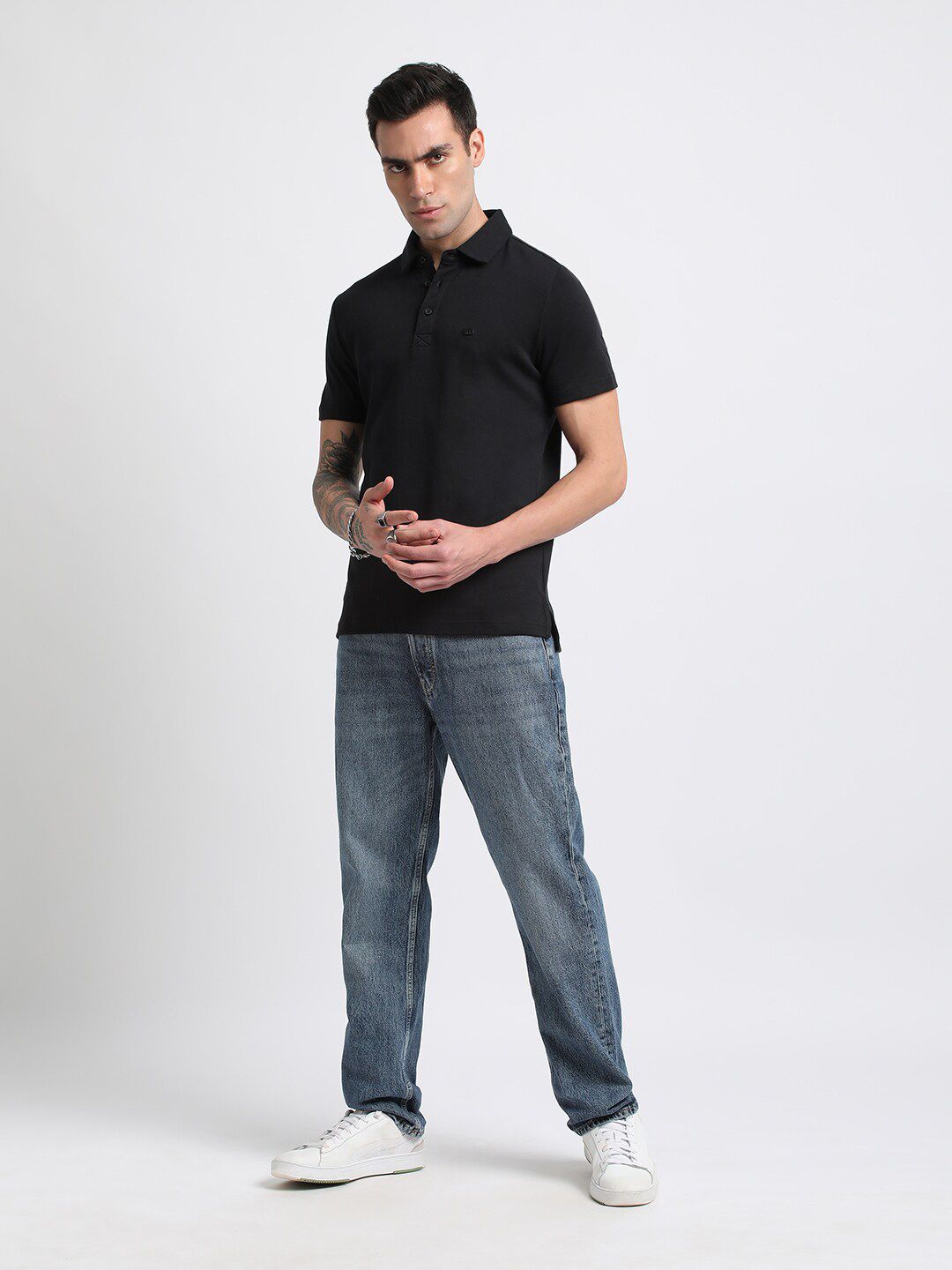 THE BEAR HOUSE Polo Collar Slim Fit Pure Cotton T-shirt