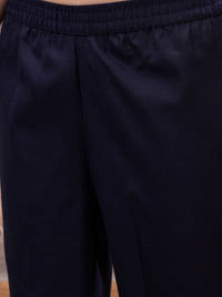 Vishudh Navy Blue Mirror Work Zari Straight Kurta with Palazzo & Dupatta