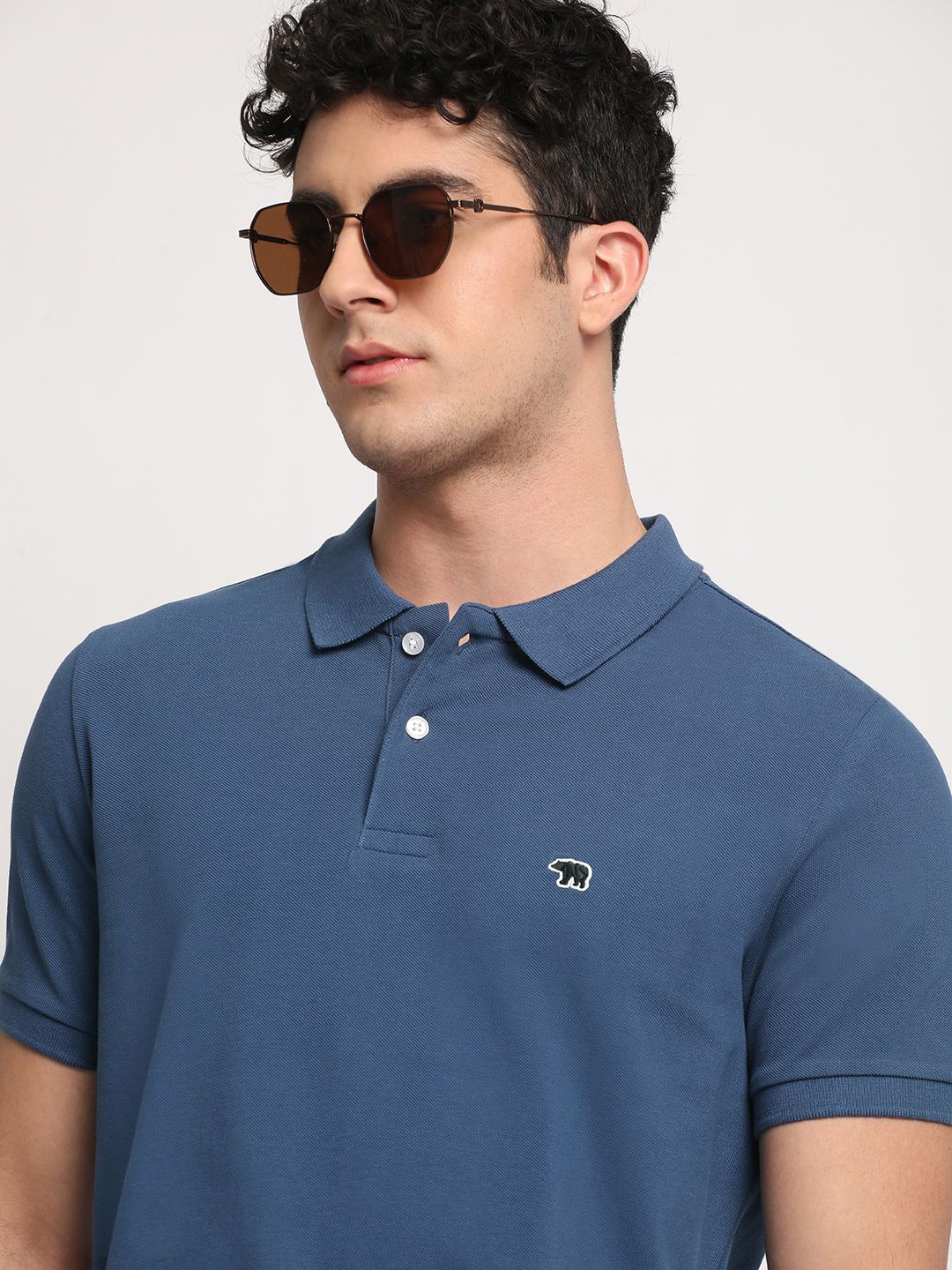 THE BEAR HOUSE Men Solid Slim Fit Cotton Polo Collar T-Shirts