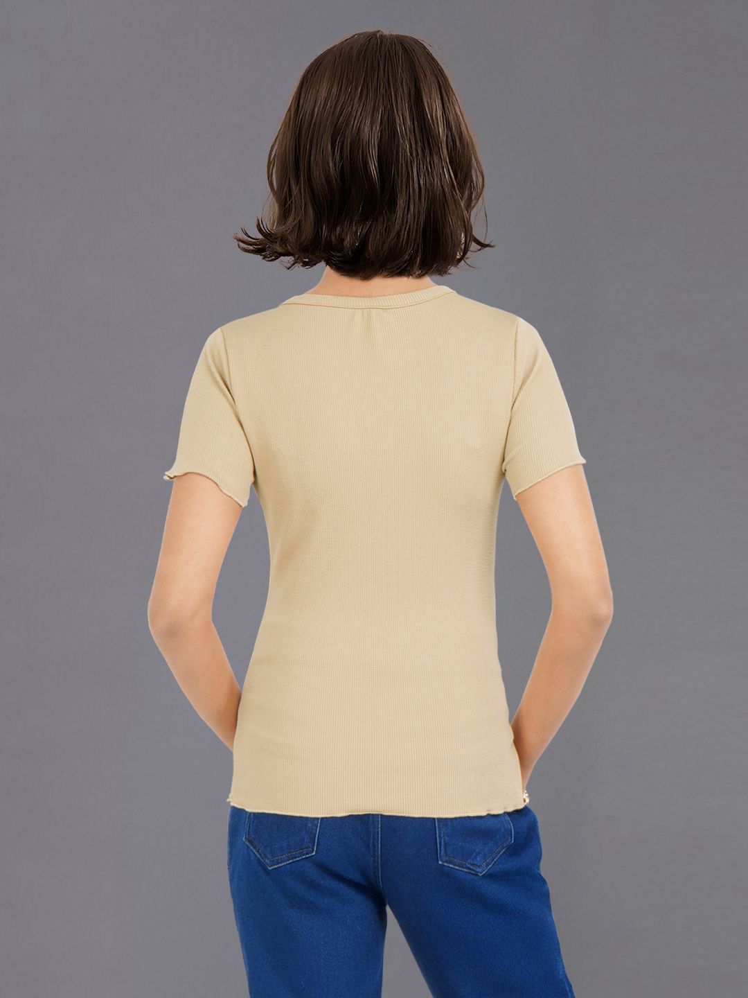 DressBerry Solid Ribbed T-shirt