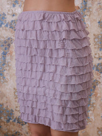 Athena Purple Above Knee Length Ruffled Straight Skirt