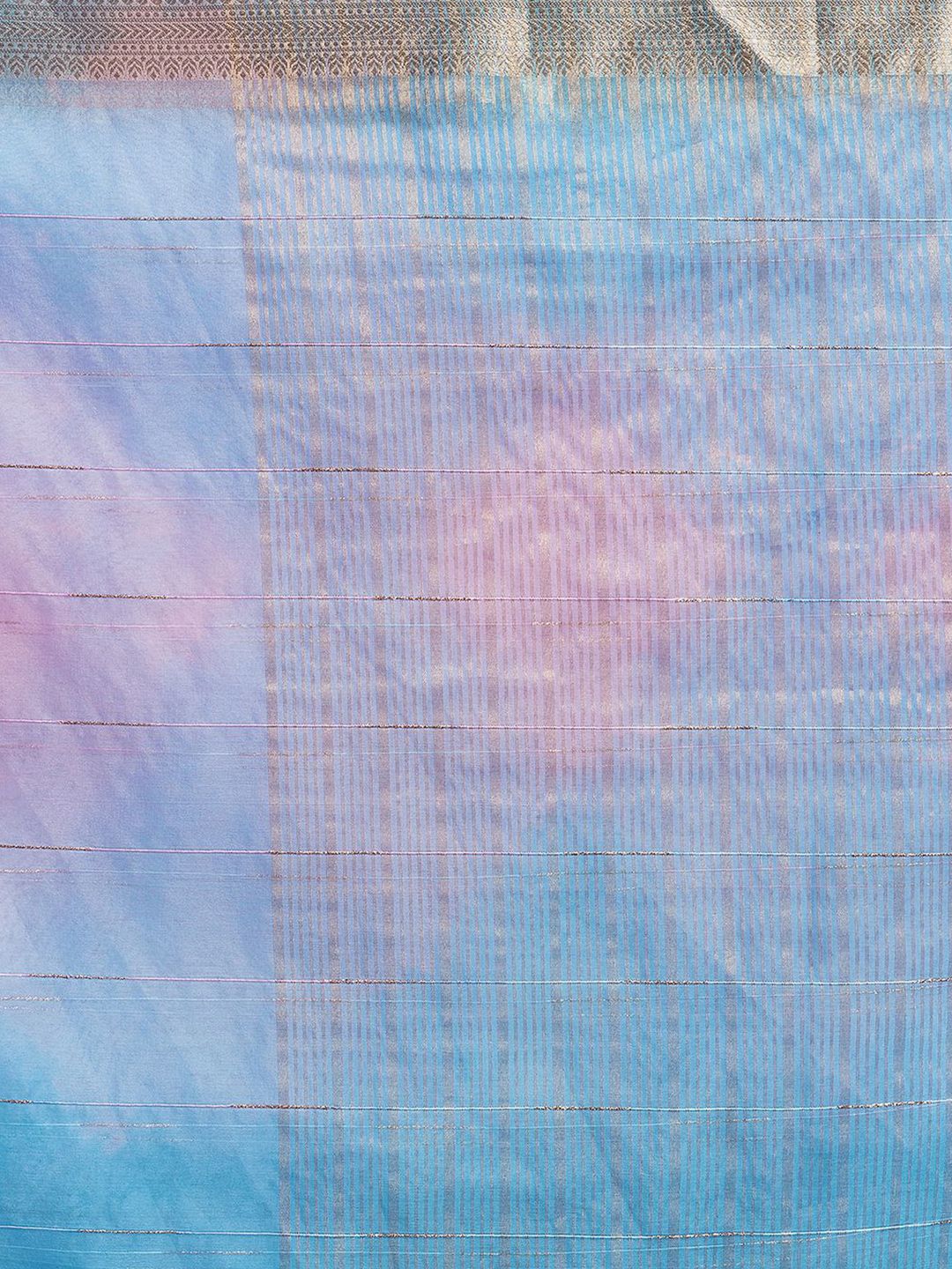 KALINI Ombre Printed Zari Organza Dabu Saree