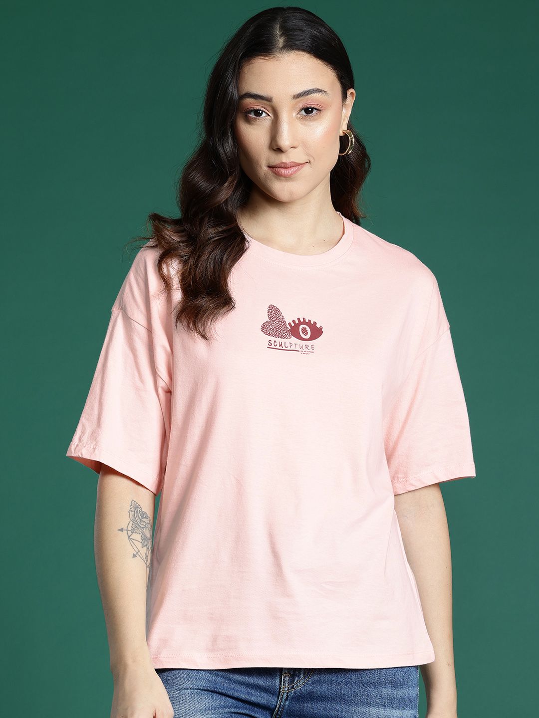 DressBerry Printed Drop-Shoulder Sleeves T-shirt