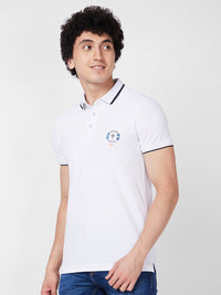 SPYKAR Polo Collar Applique Cotton Slim Fit T-shirt