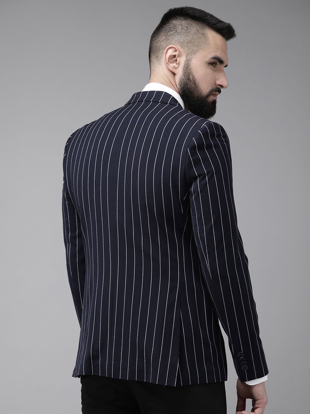 Park Avenue Striped Single Breasted Formal Blazer