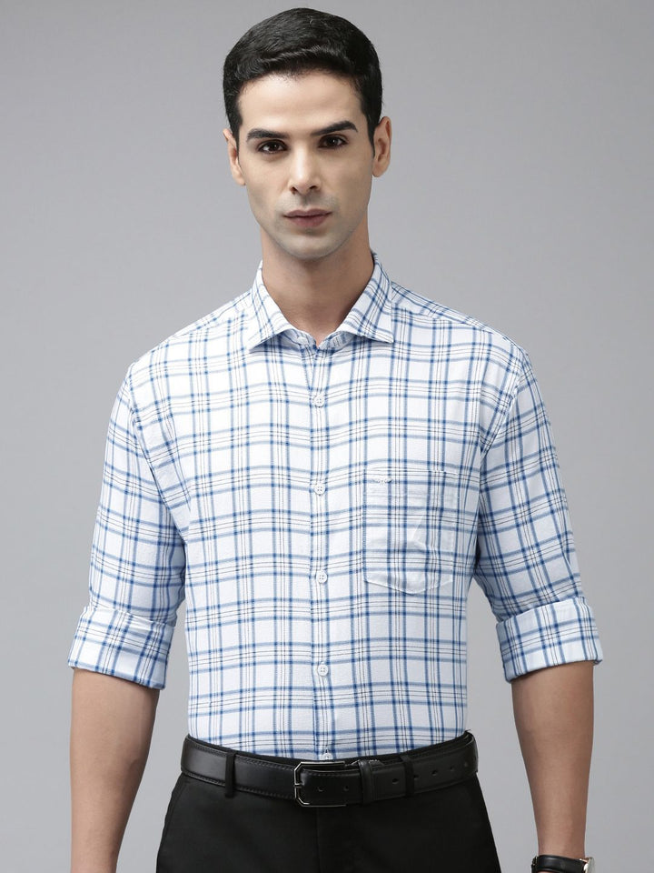 Park Avenue Men Slim Fit Tartan Checks Opaque Pure Cotton Formal Shirt