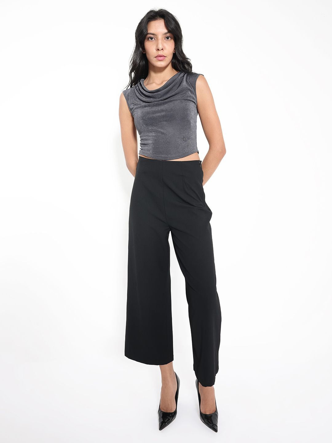 RAREISM Cowl Neck Crop Top