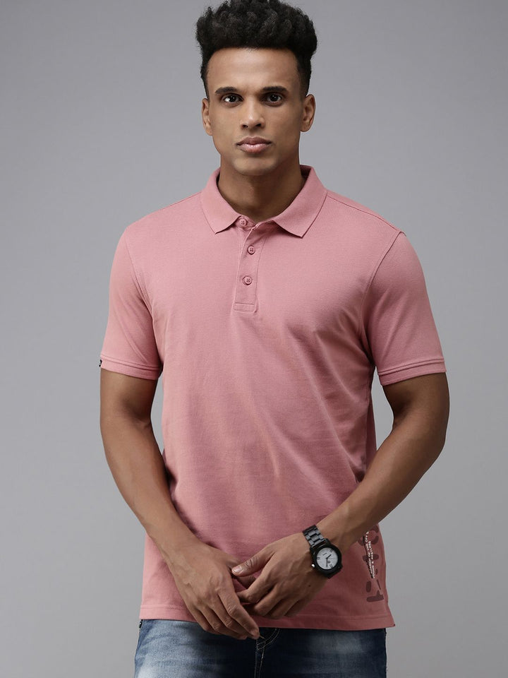 SPYKAR Minimal Graphic Printed Polo Collar Pure Cotton Slim Fit T-shirt