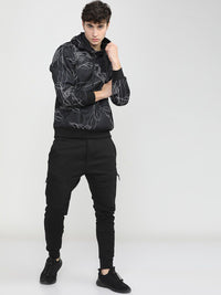 HIGHLANDER Men Black Printed Hooded Sweatshirt