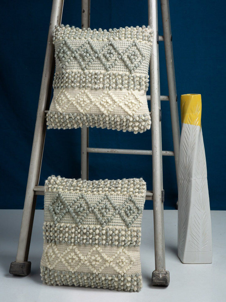 HOSTA HOMES Green Set of 2 Embroidered Square Cushion Covers