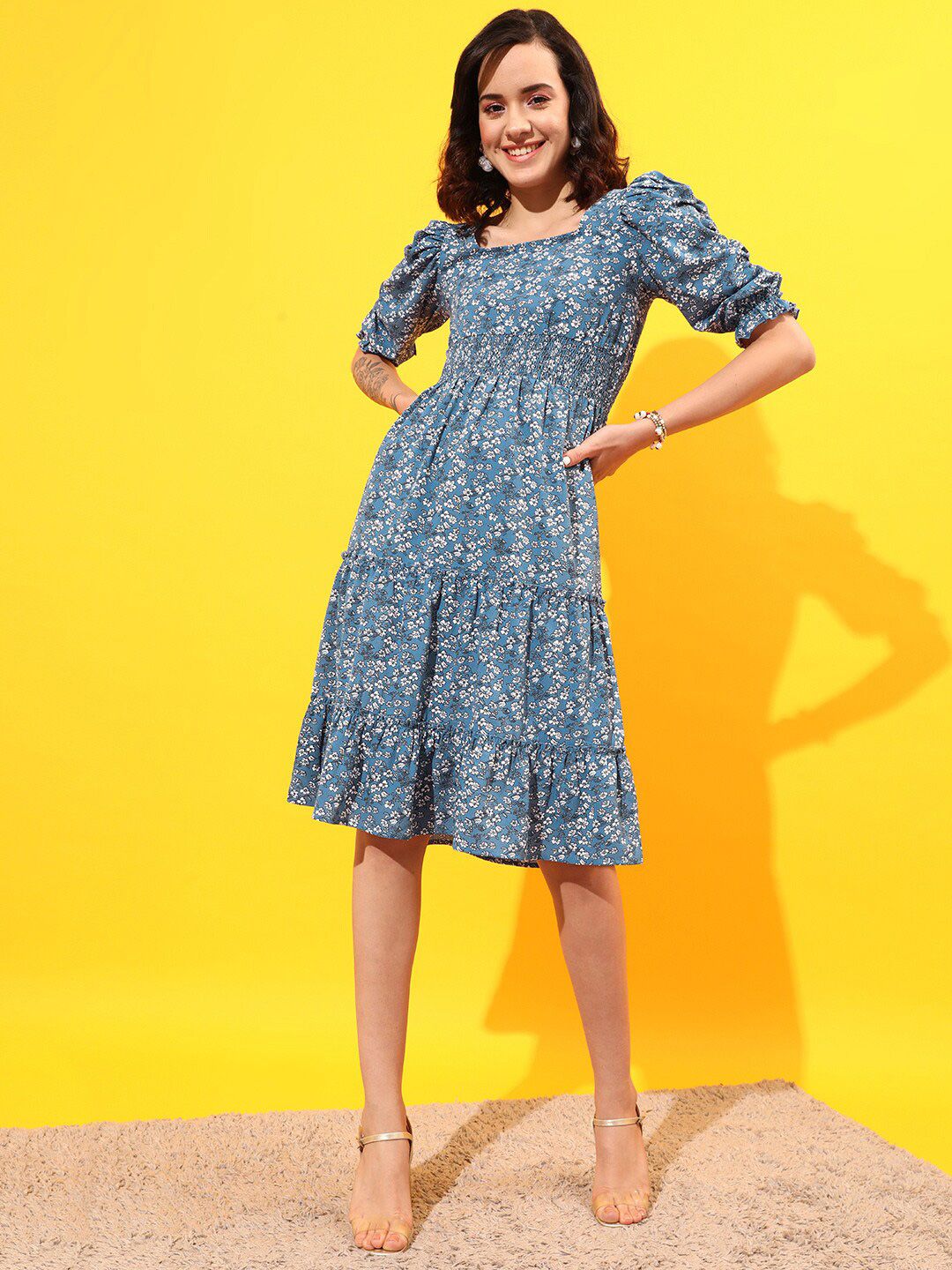 STREET 9 Floral Georgette A-Line Dress