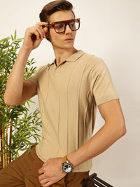 Thomas Scott Men Knit Striped Polo Collar T-shirt