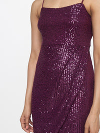 AND Purple Embellished Sheath Mini Dress