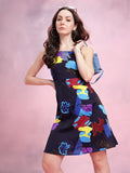 DressBerry Abstract Printed Square Neck A-Line Dress