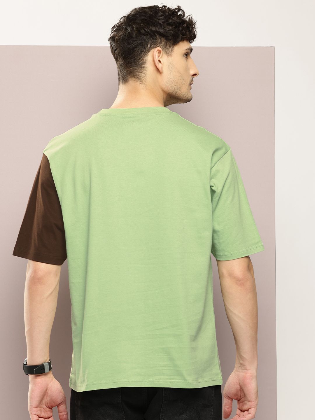 DILLINGER Men Typography Colourblocked Drop-Shoulder Sleeves Oversized Pure Cotton T-shirt