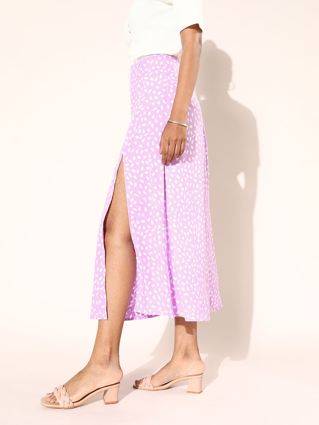 Berrylush Women Purple Printed A-Line Midi Skirt