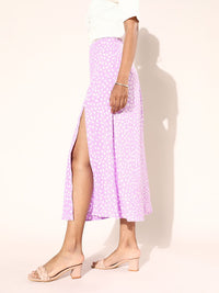 Berrylush Women Purple Printed A-Line Midi Skirt