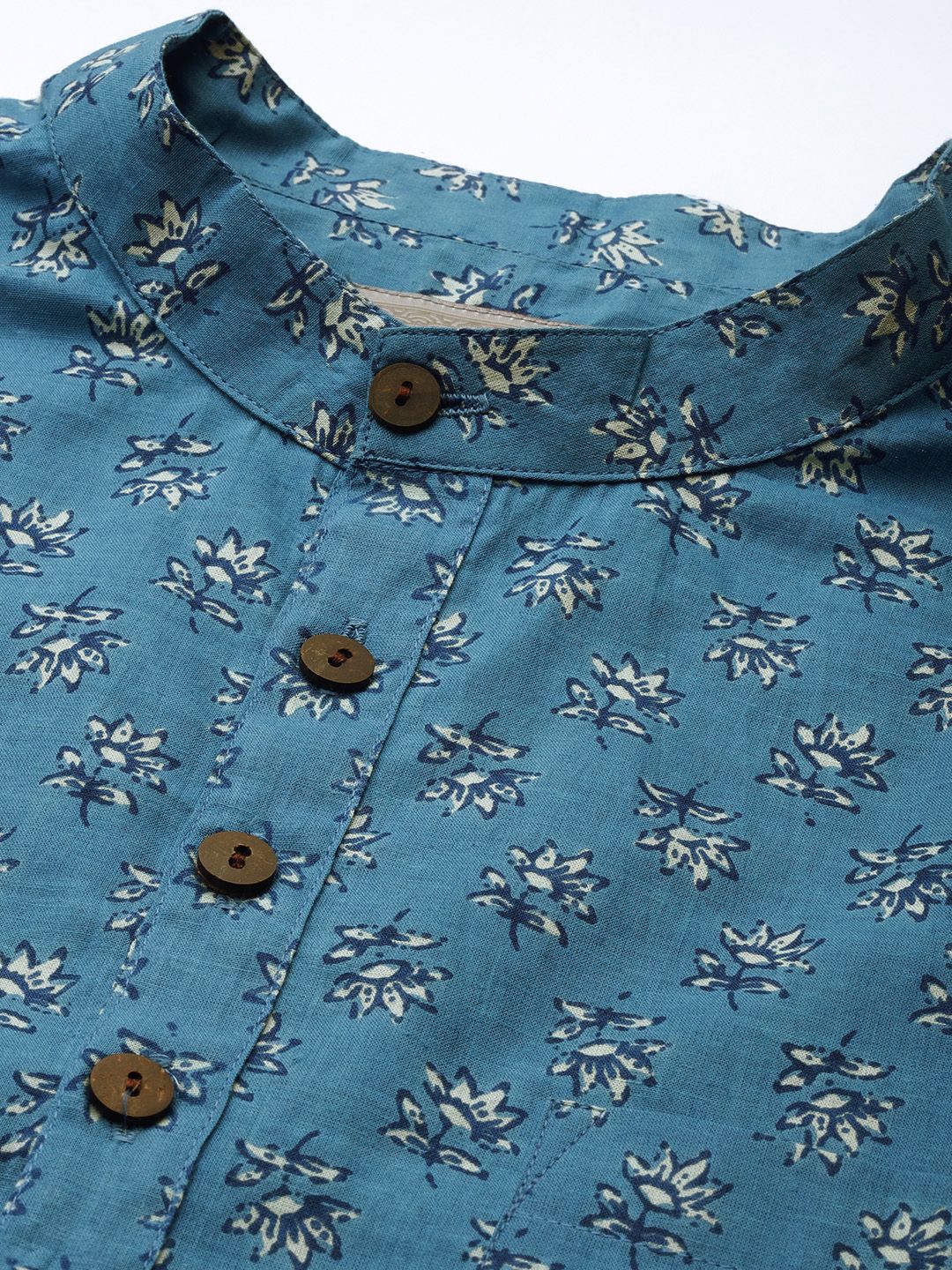 Anouk Men Blue Printed Pure Cotton Kurta with Trousers