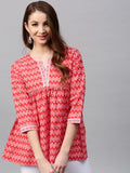 Gerua By Libas Red White Printed Empire A-Line Kurti