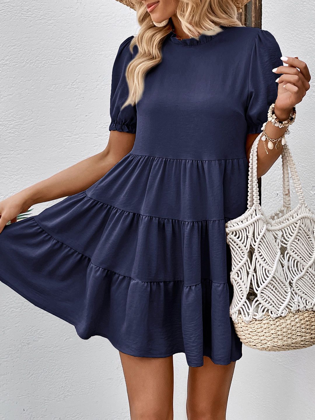 DressBerry Puff Sleeve A-Line Dress