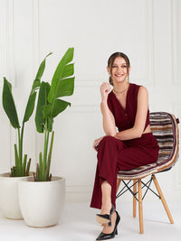 Athena V-Neck Crop Top With Trousers Co-Ords