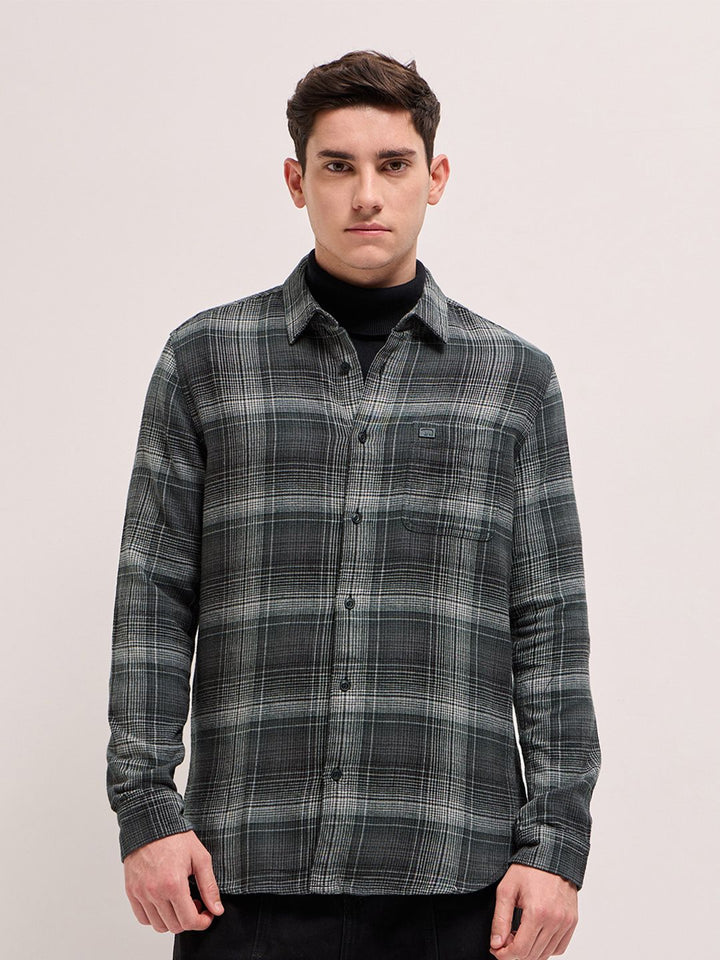 THE BEAR HOUSE Slim Fit Tartan Checks Pure Cotton Casual Shirt