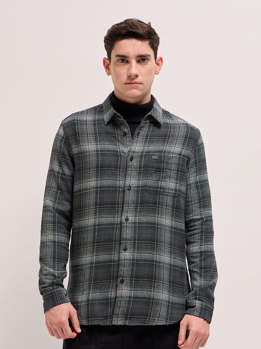 THE BEAR HOUSE Slim Fit Tartan Checks Pure Cotton Casual Shirt