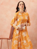 all about you Floral Printed Gotta Patti Detail Maxi Ethnic Fit & Flare Dress