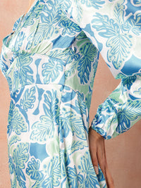 all about you Floral Print Satin Empire Dress