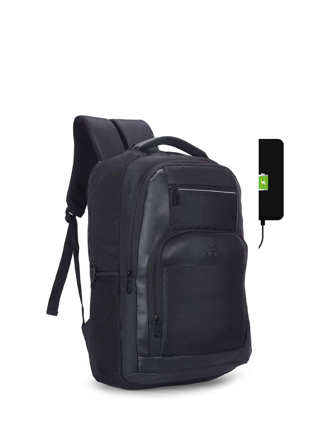 HRX by Hrithik Roshan Unisex Black Backpack with Rain Cover & Reflective Strip